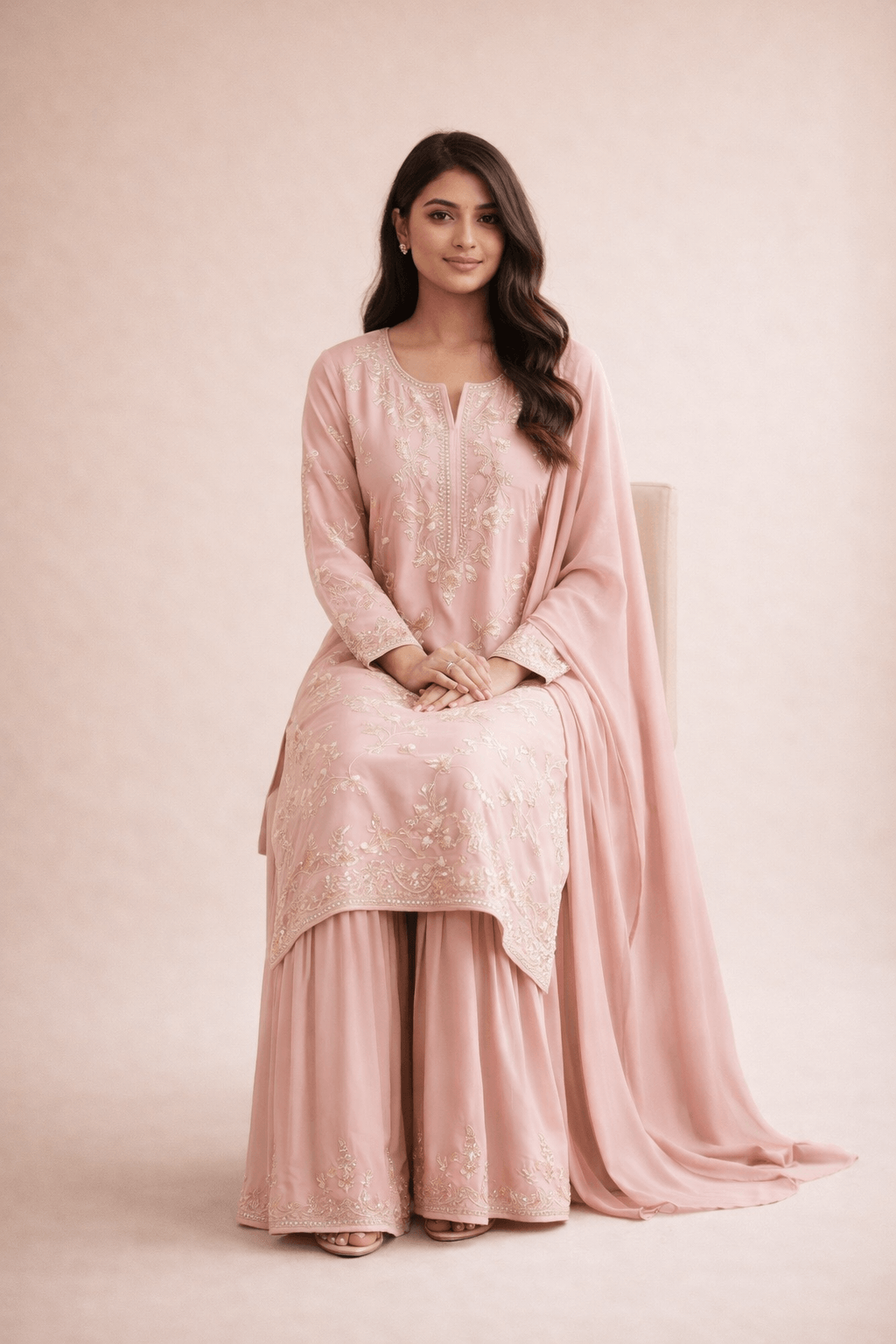 Blush Pink Palazzo Suit Back